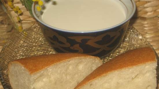 Mga flatbread na Asyano sa sourdough na may sabaw ng karne, sibuyas at katyk