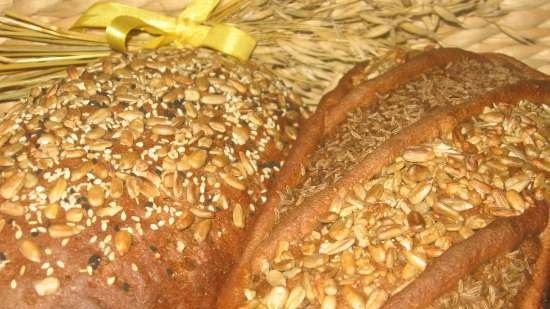 Pan de natilla de trigo y centeno con levadura líquida con semillas