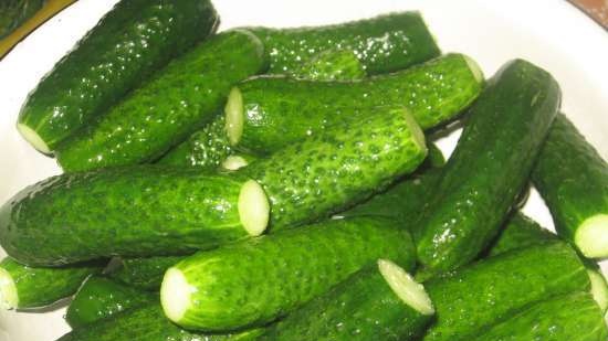 Pickled cucumbers dry sterilization