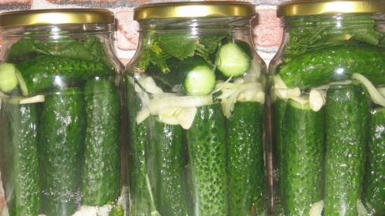 Pickled cucumbers dry sterilization