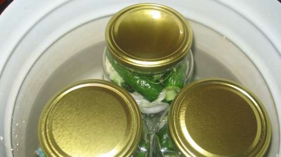 Pickled cucumbers dry sterilization