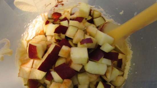 Marzipan cake with apples and nuts