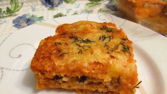 Cazuela de pollo con hojuelas de arroz