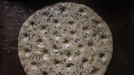 Corn and wheat flatbread with fried cabbage