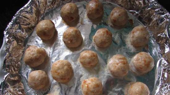 Mini chicken balls baked in sweet and sour sauce