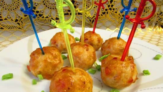 Mini chicken balls baked in sweet and sour sauce