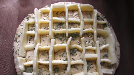 Focaccia con mozzarella, aglio ed erbe aromatiche