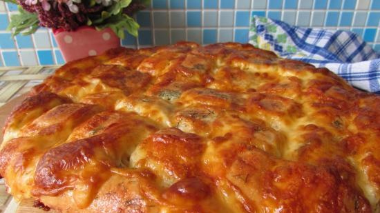 Focaccia con mozzarella, aglio ed erbe aromatiche