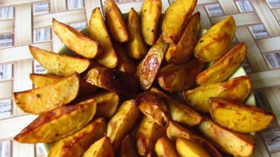 Golden potatoes baked in a bouquet of spices