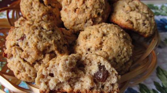 Galletas de cuajada de avena con pasas