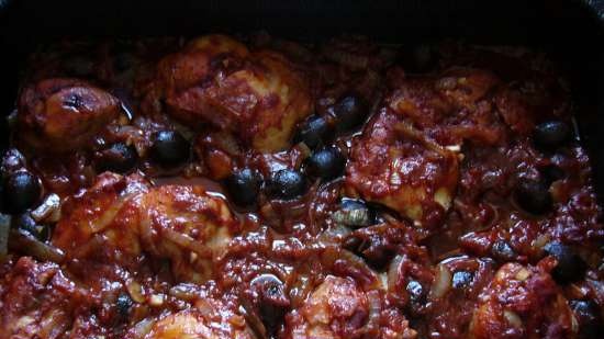 Chicken with tomatoes and olives