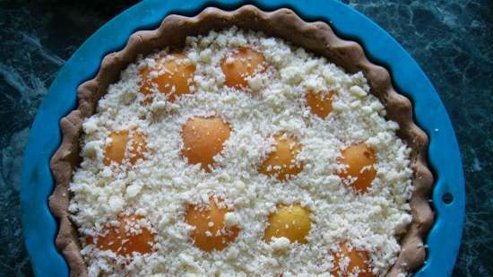 Buckwheat tart with apricots and streusel with cottage cheese