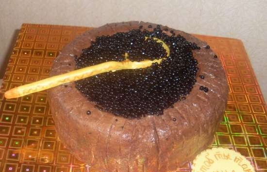 Barriles y bocadillos con caviar (tortas)