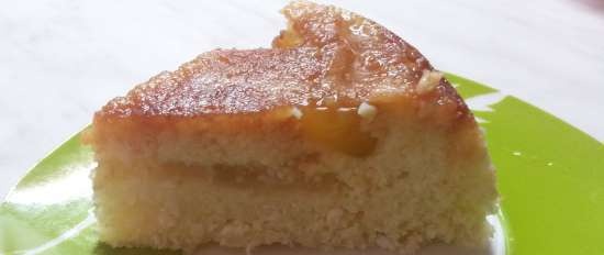 Cottage cheese casserole in apple caramel in the microwave