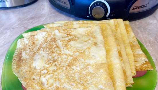 Pancakes con acqua minerale nel latte (Pancake maker Steba CR35)