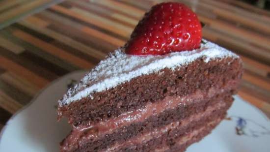 Chocolate cake on boiling water