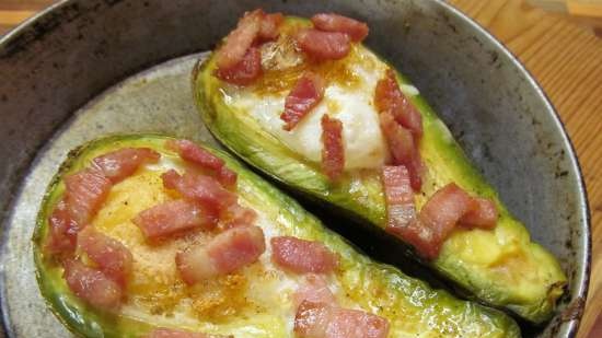 Avocado with egg and bacon