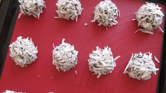 Chocolate coconut cookies with almonds and spelled flour