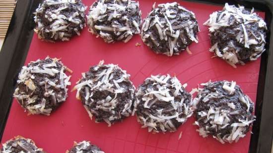 Biscotti al cioccolato e cocco con mandorle e farina di farro