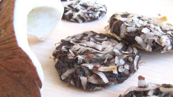 Chocolate coconut cookies with almonds and spelled flour