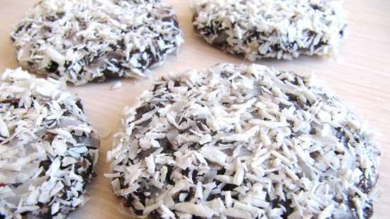 Chocolate coconut cookies with almonds and spelled flour