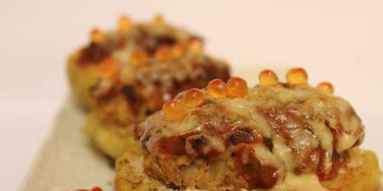 Papas al horno con albóndigas de pescado