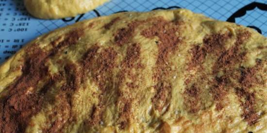 Sesame milk buns with pumpkin and apple with liquid yeast