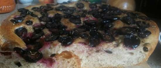 Italian Grape Bread (Focaccia with Grapes, Olive Oil at Pepper)