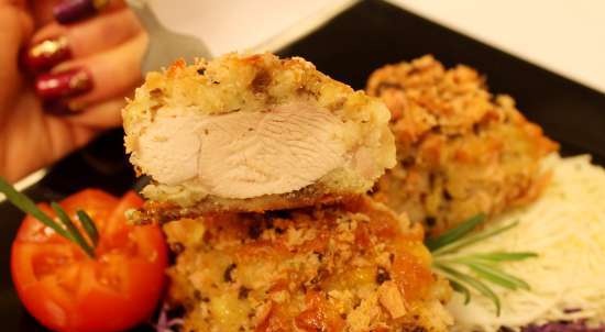 Mozzarella crusted turkey