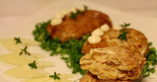 Tres tipus de costelles de peix amb carbassa i col xinesa