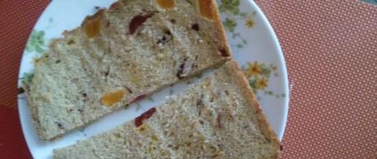 Wheat bread with honey, dried fruits and spelled flour