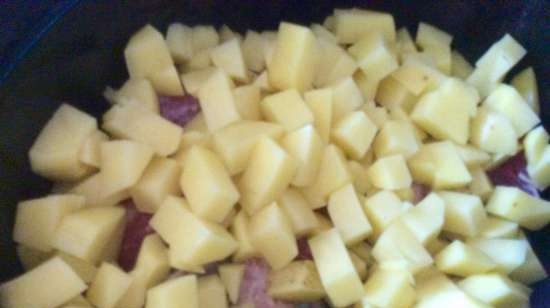 Cabbage soup with sauerkraut in a slow cooker