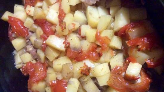 Cabbage soup with sauerkraut in a slow cooker