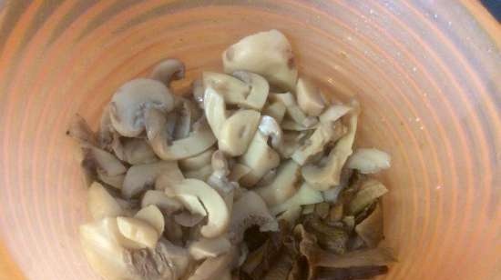 Aardappelen met champignons en schraper