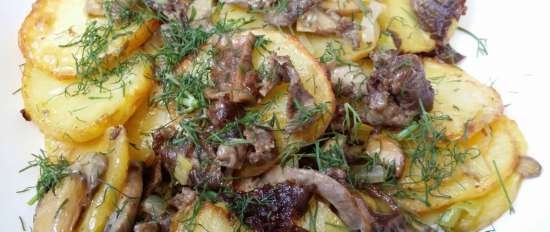 Aardappelen met champignons en schraper