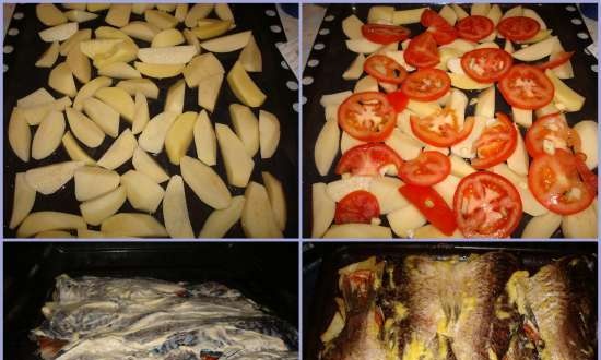 Carp baked with vegetables