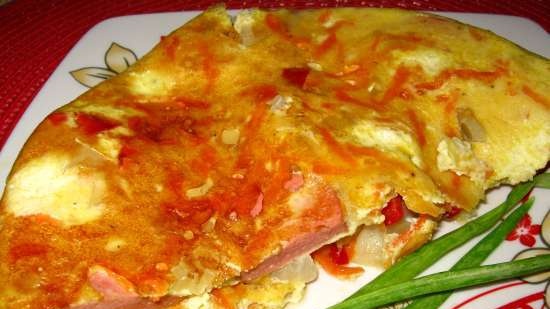 Omelet met worstjes en groenten in een slowcooker Maruchi RW-FZ47