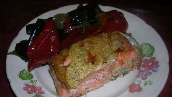 Trout with cottage cheese and herbs - grilled roll (contact grill (waffle iron) Steba PG 4.4)