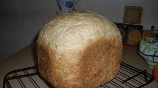 Pane di grano con semi di lino, sesamo e girasole in una macchina per il pane