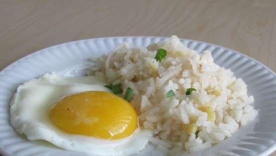 Arroz de camote con jugo de naranja