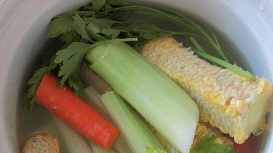 Sweet Corn Soup with Ricotta Cheese and Basil Oil