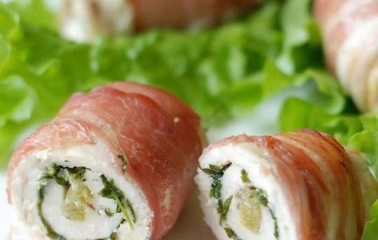 Involtini di filetto di pollo con rabarbaro e dragoncello