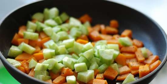 Luccioperca con crema di zucca e cetriolo