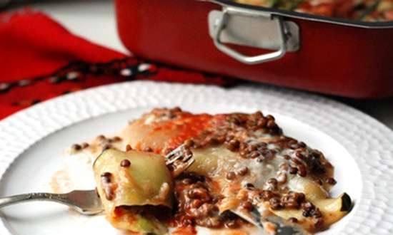 Lasagna di zucchine con lenticchie e dragoncello