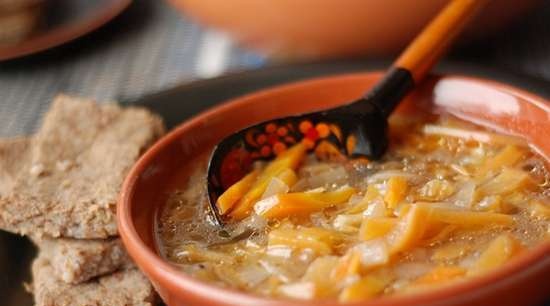 Lean turnip cabbage soup with buckwheat