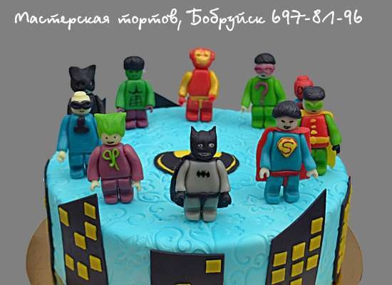 Cakes based on cartoons Transformers, Lego and other superheroes