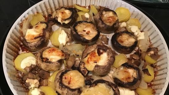 Champignons nướng với suluguni theo phong cách Georgia