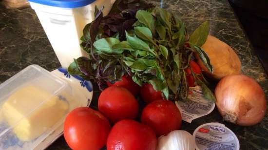 Sopa de tomate y albahaca (olla batidora estacionaria Moulinex)