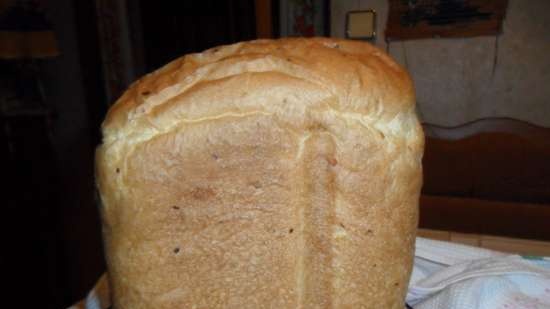 Pane di grano su kefir con formaggio in una macchina per il pane