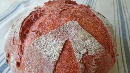 Bread with beets on ripe dough (oven)